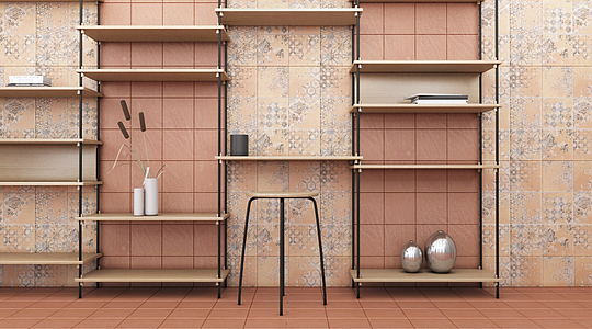 Terracota Porcelain Tiles produced by Dune Ceramica, Style patchwork, Terracotta effect