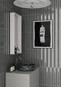 Background tile, Effect unicolor, Color grey,black, Ceramics, 5x50 cm, Finish glossy