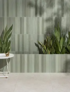 Background tile, Color green, Glazed porcelain stoneware, 4.6x37.5 cm, Finish matte