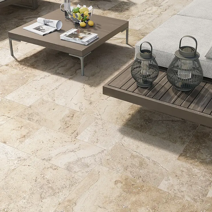 Background tile, Effect stone,other stones, Color beige, Glazed porcelain stoneware, 60x60 cm, Finish antislip