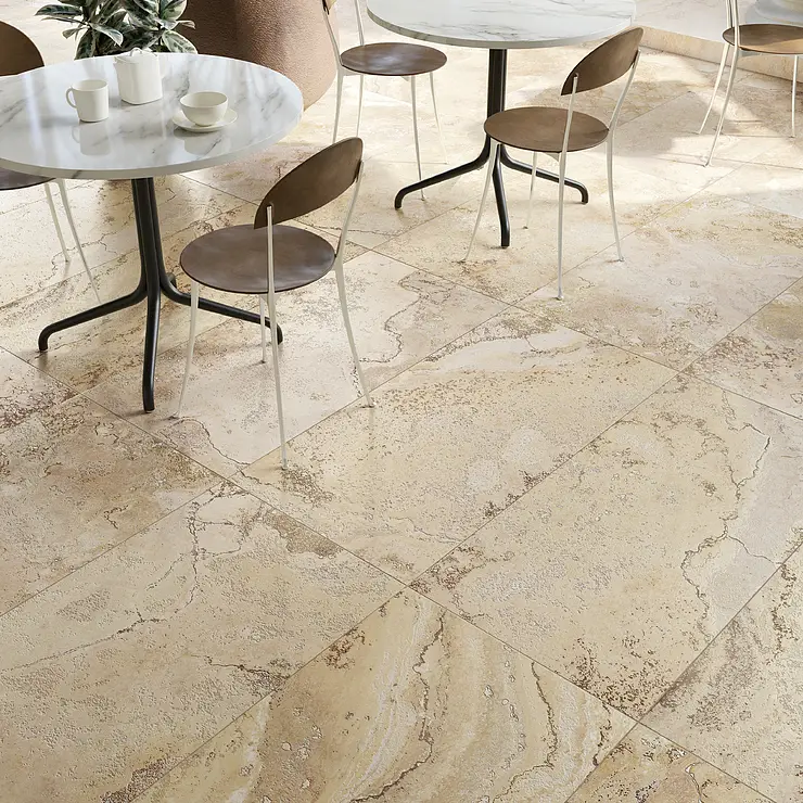 Background tile, Effect stone,other stones, Color beige, Glazed porcelain stoneware, 60x120 cm, Finish antislip