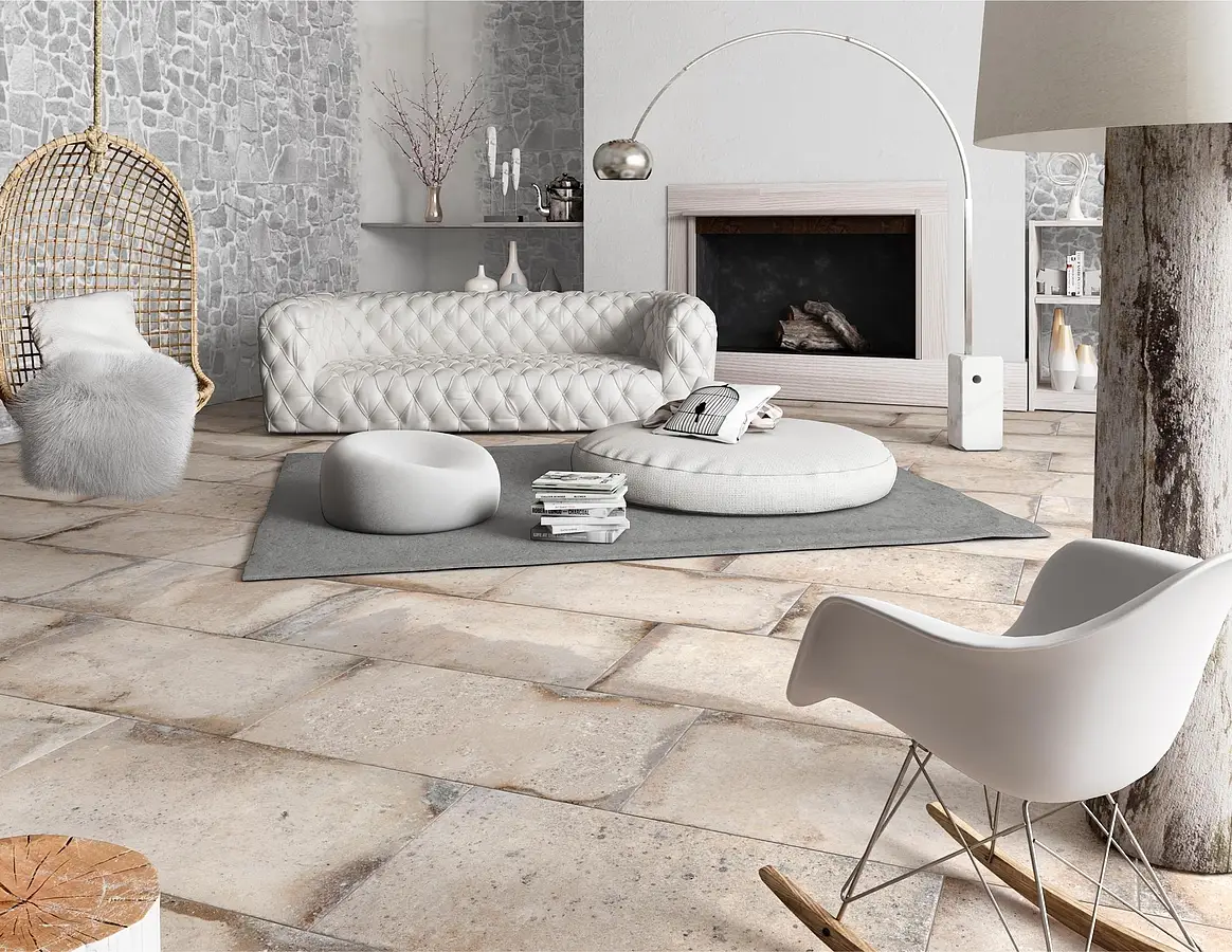 Background tile, Effect terracotta, Color grey, Glazed porcelain stoneware, 45.3x75.8 cm, Finish antislip