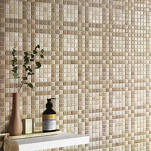 Mosaikeffektfliser, Effekt andre sten, Farve beige, Glaseret porcelænsstentøj, 60x60 cm, Overflade mat