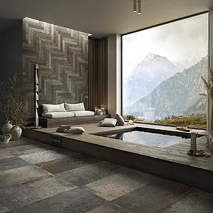 Background tile, Effect other stones, Color grey,brown, Glazed porcelain stoneware, 10x60 cm, Finish antislip