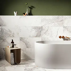 Background tile, Effect stone,other marbles, Color white, Glazed porcelain stoneware, 30x60 cm, Finish matte