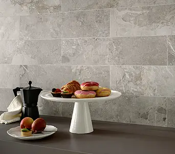 Piastrella di fondo, Effetto pietra,altri tipi di marmo, Colore grigio, Gres porcellanato smaltato, 15x60 cm, Superficie opaca