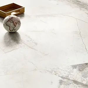 Grundflise, Effekt sten,other marbles, Farve hvid, Glaseret porcelænsstentøj, 60x120 cm, Overflade mat