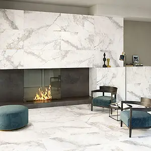 Background tile, Effect stone,other marbles, Color white, Glazed porcelain stoneware, 60x120 cm, Finish matte