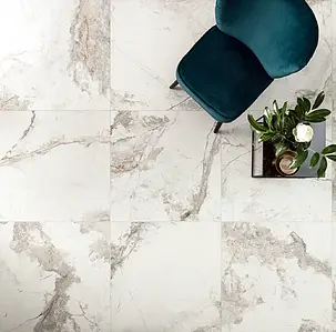 Background tile, Effect stone,other marbles, Color white, Glazed porcelain stoneware, 80x80 cm, Finish matte