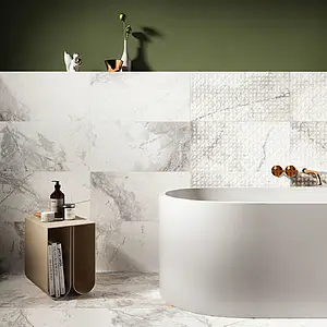 Grundflise, Effekt sten,other marbles, Farve hvid, Glaseret porcelænsstentøj, 30x60 cm, Overflade mat
