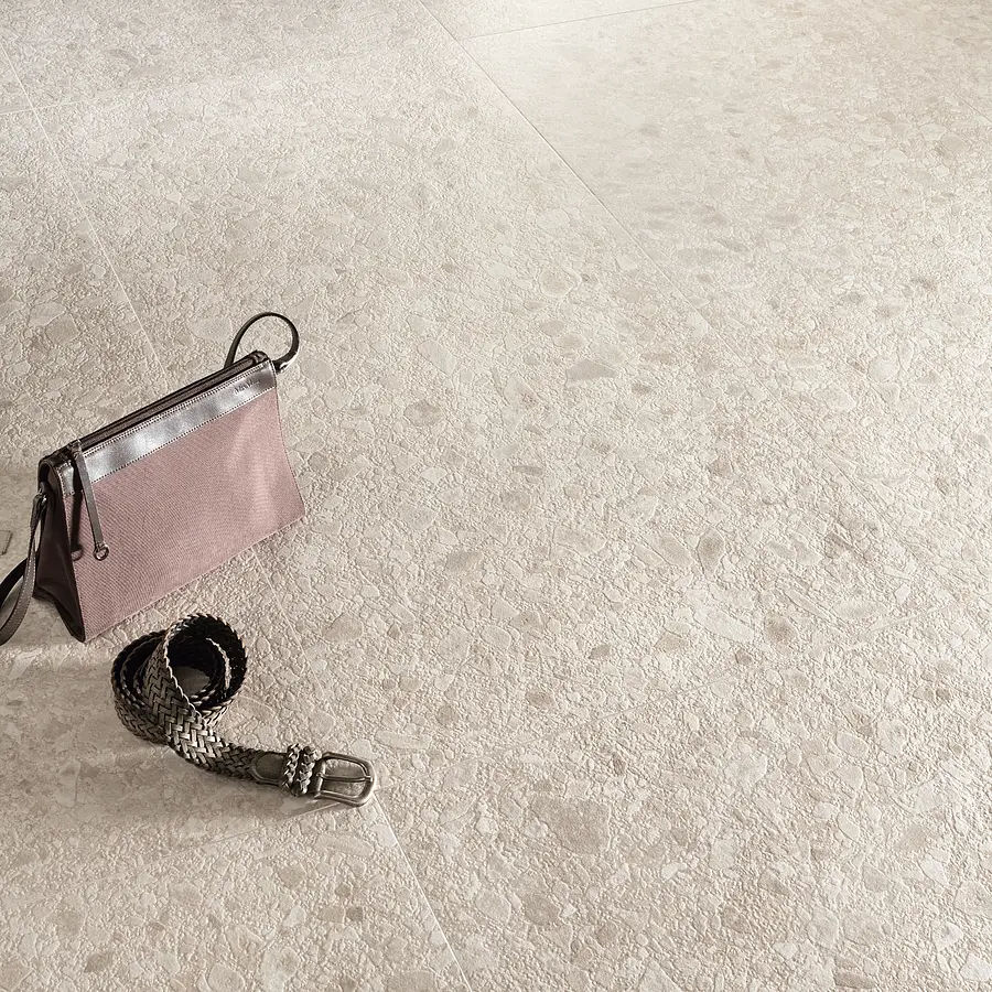 Background tile, Effect ceppo di gré, Color beige,white, Glazed porcelain stoneware, 60x120 cm, Finish antislip