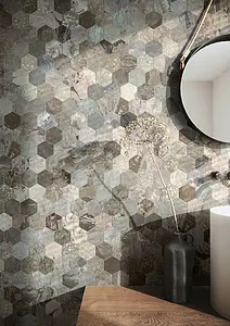 Mosaic tile, Effect stone,slate, Color grey, Glazed porcelain stoneware, 29.5x34 cm, Finish antislip