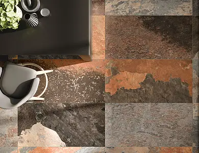 Фоновая плитка, Фактура под камень,сланец (ардезит), Цвет коричневый, Глазурованный керамогранит, 60x120 см, Поверхность противоскользящая