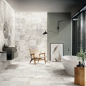 Background tile, Effect stone,slate, Color grey,white, Glazed porcelain stoneware, 30x60.5 cm, Finish antislip