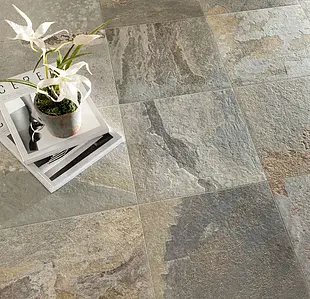 Фоновая плитка, Фактура под камень,сланец (ардезит), Цвет серый, Глазурованный керамогранит, 30x30 см, Поверхность противоскользящая