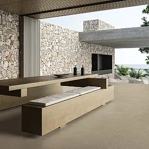Grundflise, Effekt beton, Farve brun, Glaseret porcelænsstentøj, 120x120 cm, Overflade skridsikker