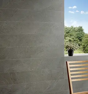 Background tile, Effect slate, Color grey, Glazed porcelain stoneware, 20x120 cm, Finish antislip