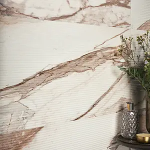 Grundflise, Effekt anden marmor, Farve lyserød,brun, Glaseret porcelænsstentøj, 60x120 cm, Overflade mat