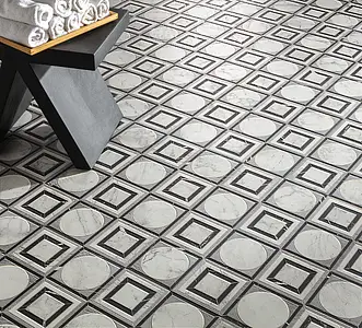 Grundflise, Effekt anden marmor, Farve sort-hvid, Glaseret porcelænsstentøj, 60x120 cm, Overflade mat