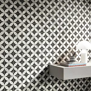 Grundflise, Effekt anden marmor, Farve sort-hvid, Glaseret porcelænsstentøj, 60x120 cm, Overflade mat