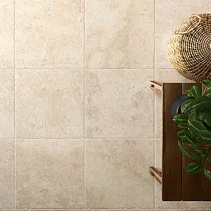 Background tile, Effect stone,travertine, Color beige, Glazed porcelain stoneware, 61.3x61.3 cm, Finish matte