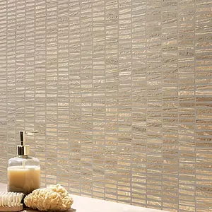 Mosaico, Effetto legno, Colore beige, Gres porcellanato smaltato, 30x30 cm, Superficie antiscivolo