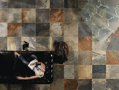 Piastrella di fondo, Effetto pietra,ardesia, Colore marrone, Gres porcellanato smaltato, 45.3x45.3 cm, Superficie antiscivolo