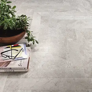 Background tile, Effect stone,travertine, Color grey, Glazed porcelain stoneware, 10x60 cm, Finish matte