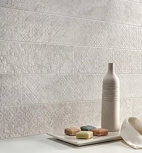 Background tile, Effect stone,travertine, Color grey, Style patchwork, Glazed porcelain stoneware, 10x60 cm, Finish matte