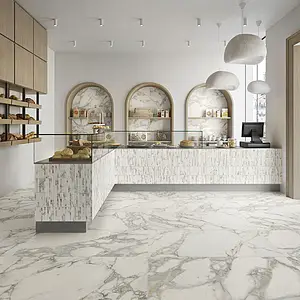 Carrelage, Effet autres types de marbre, Teinte blanche, Grès cérame émaillé, 60x120 cm, Surface mate
