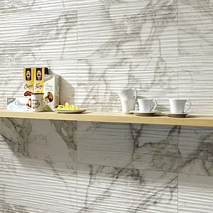 Grundflise, Effekt other marbles, Farve hvid, Glaseret porcelænsstentøj, 30x60 cm, Overflade mat