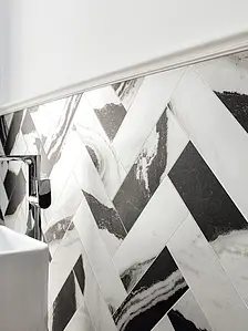 Bakgrunnsflis, Effekt other marbles, Farge svarte og hvite, Glasert porselenssteintøy, 10x30 cm, Overflate matt