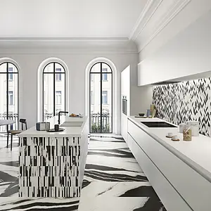 Background tile, Effect other marbles, Color black & white, Glazed porcelain stoneware, 60x120 cm, Finish matte