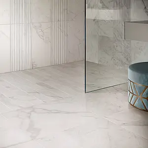 Background tile, Effect stone,other marbles, Color white, Glazed porcelain stoneware, 10x30 cm, Finish matte