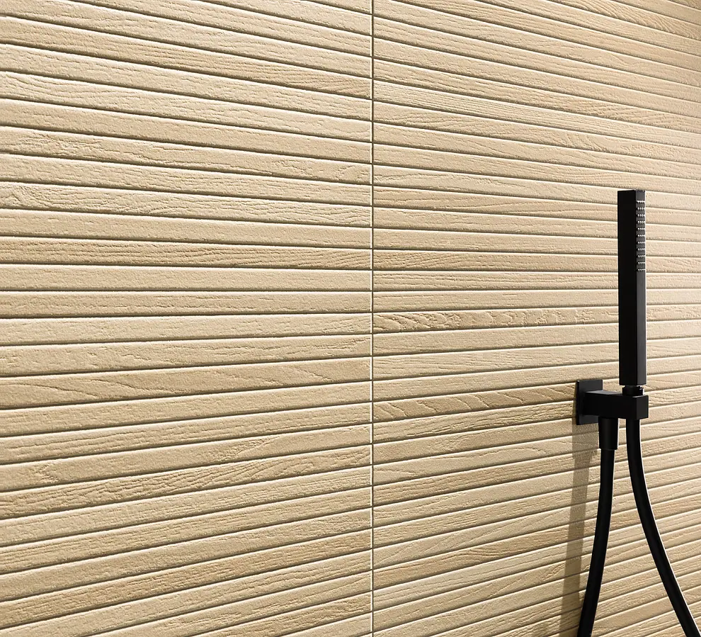 Mosaic tile, Effect wood, Color beige,brown, Glazed porcelain stoneware, 30x120 cm, Finish antislip