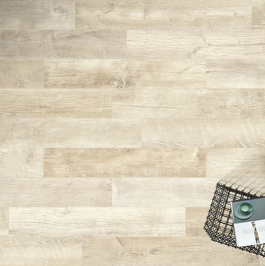 Background tile, Effect wood, Color beige,grey, Glazed porcelain stoneware, 20x120 cm, Finish antislip