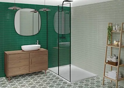 Background tile, Effect faux encaustic tiles, Color green, Unglazed porcelain stoneware, 20x20 cm, Finish antislip