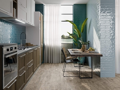 Background tile, Effect unicolor, Color navy blue, Ceramics, 7.5x30 cm, Finish glossy