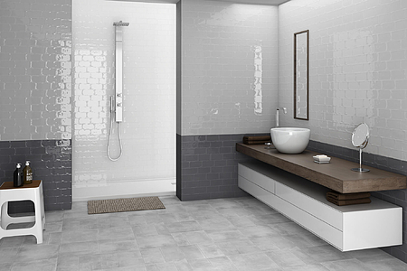 Background tile, Effect unicolor, Color grey, Ceramics, 7.5x15 cm, Finish glossy