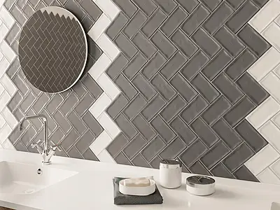 Background tile, Effect unicolor, Color white, Ceramics, 7.5x15 cm, Finish matte