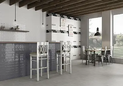 Background tile, Effect unicolor, Color white, Ceramics, 7.5x30 cm, Finish glossy