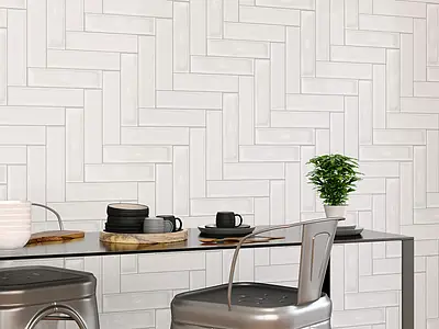 Background tile, Effect unicolor, Color white, Ceramics, 7.5x30 cm, Finish matte