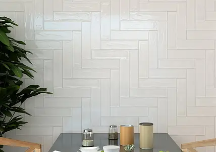 Background tile, Effect unicolor, Color white, Ceramics, 7.5x30 cm, Finish matte