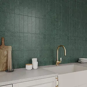 Background tile, Effect concrete, Color green, Ceramics, 7.5x30 cm, Finish matte