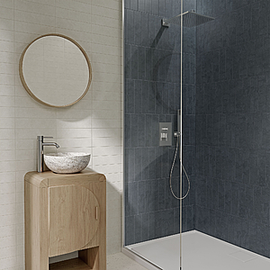 Background tile, Effect concrete, Color white, Ceramics, 7.5x30 cm, Finish matte