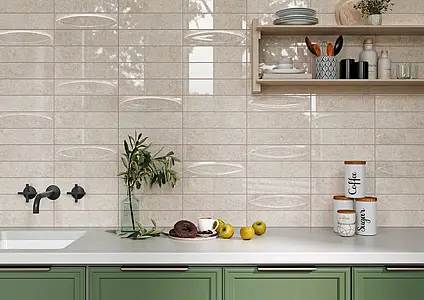 Background tile, Color beige, Ceramics, 7.5x30 cm, Finish glossy