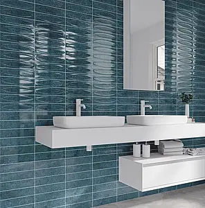 Background tile, Color navy blue, Ceramics, 7.5x30 cm, Finish glossy