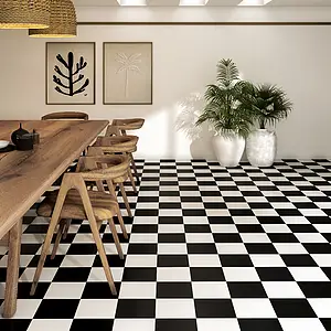 Background tile, Effect unicolor, Color white, Glazed porcelain stoneware, 20x20 cm, Finish antislip