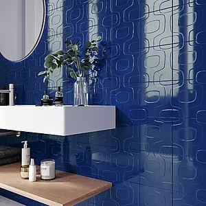 Background tile, Effect unicolor, Color navy blue, Ceramics, 20x20 cm, Finish glossy