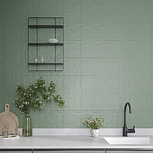 Background tile, Effect unicolor, Color green, Ceramics, 20x20 cm, Finish matte